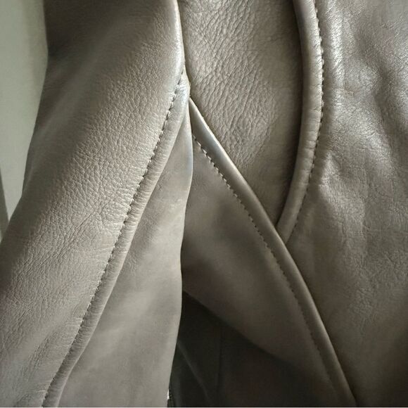 Maje Gray Leather Jacket - Picture 4 of 9